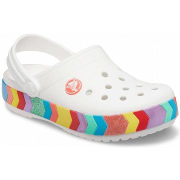 Crocs Crocband™ Chevron Beaded Girls' Clogs White | Australia 1494SGLO